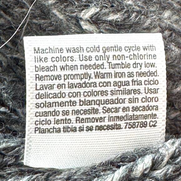 Chunky Cable Knit Fisherman Cardigan Marled Gray Women L Heritage Dark Academia - Picture 9 of 11